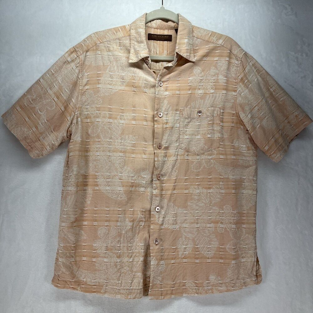 Tori Richard Honolulu Silk Blend Button Down Shirt‎ Men’s Sz Medium Textured